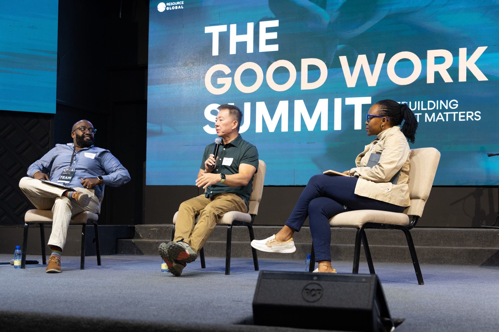 A conversation on stage