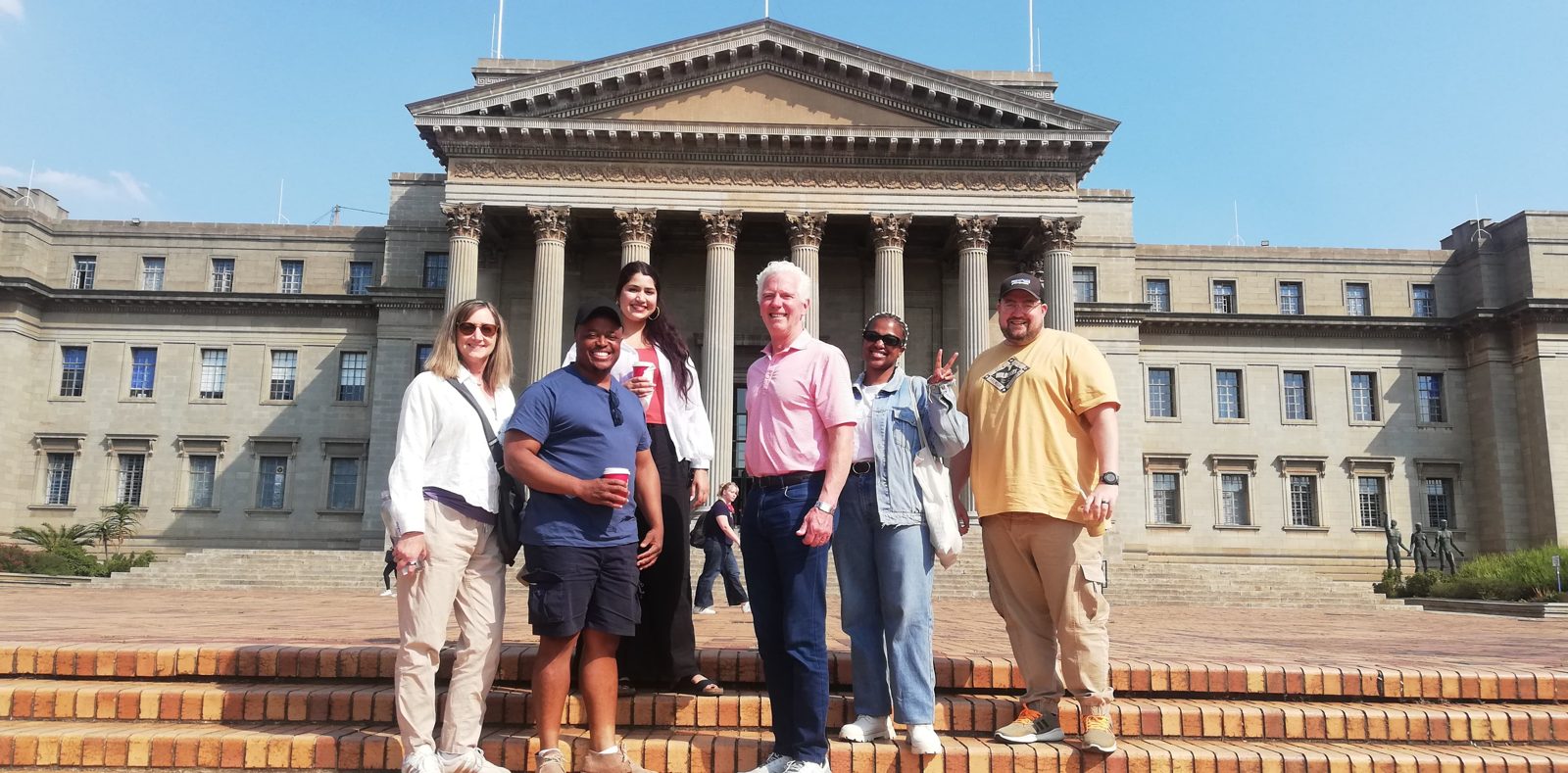 Guests gathered in front of the University of the Witwatersrand in Johannesburg