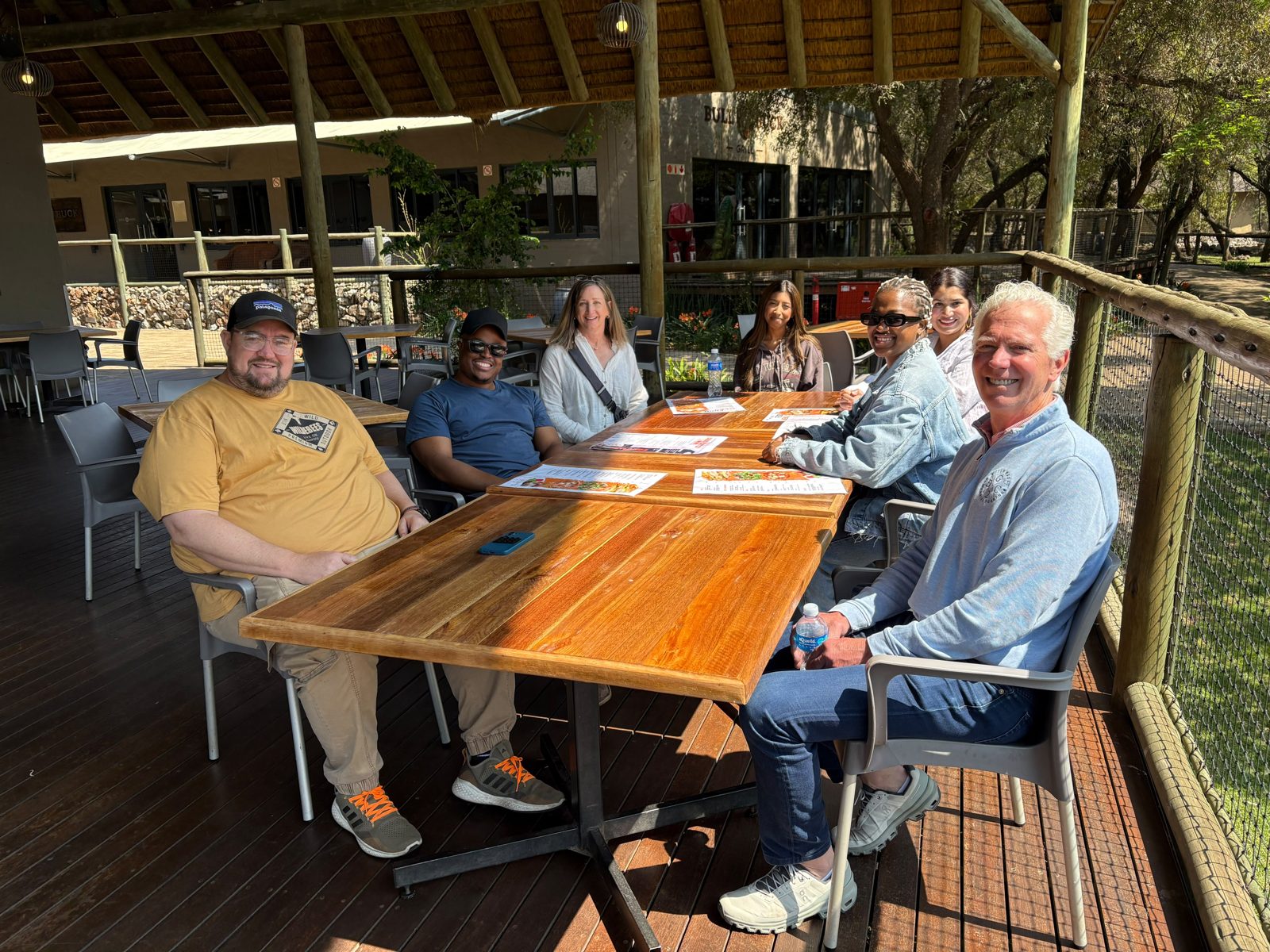 Guests around a table during a break